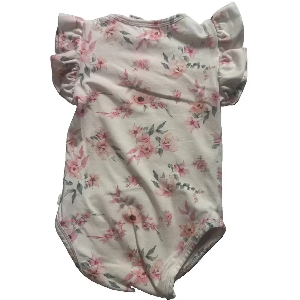 Snuggle Hunny Kids Organic Floral Bodysuit Lot 2 Size 0 6-12 Months Baby Girl